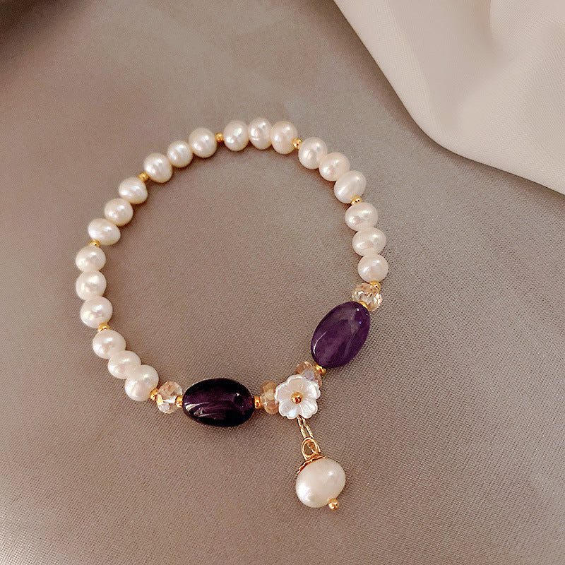 Pearl Bracelet Niche Design Pearl Flower Pendant Bracelet Girlfriends Sisters Bracelet