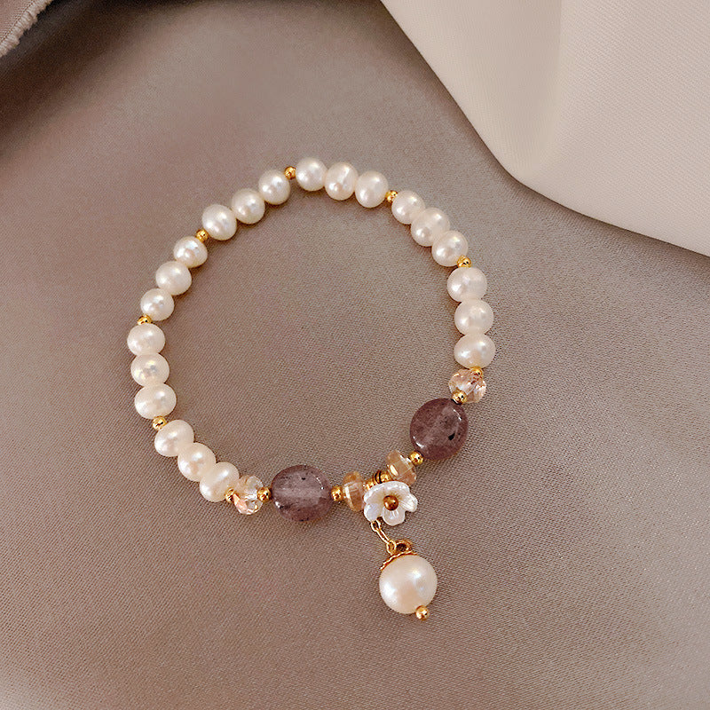 Pearl Bracelet Niche Design Pearl Flower Pendant Bracelet Girlfriends Sisters Bracelet