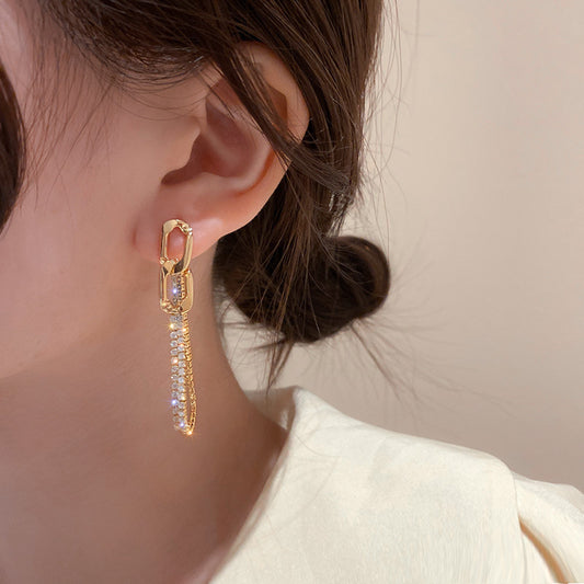 Geometric Chain Diamond Earrings