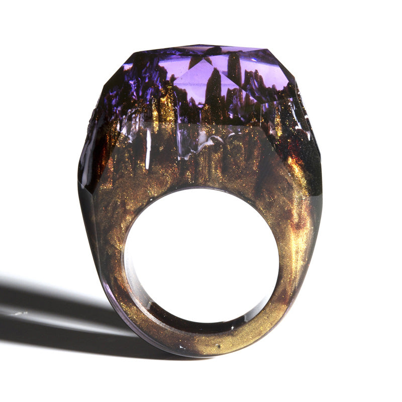 2019 New Sea Willow Wood Ring Original Magic Forest Diy Handmade Dried Flower Epoxy Ring