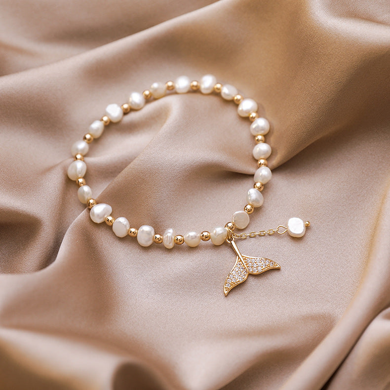 Simple And Sweet Round Bead Bracelet Female Niche Freshwater Pearl Bracelet