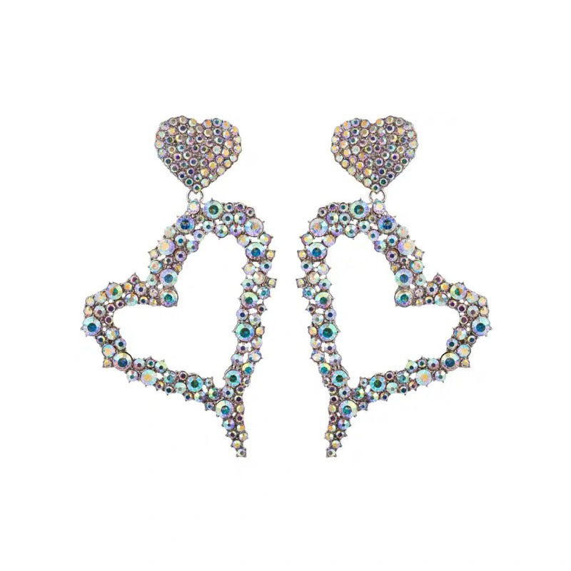 Exaggerated colorful diamond Love Earrings