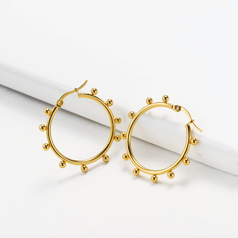 Geometric Earrings Gold-plated Temperament Female New Trendy Hoop Earrings Earrings Titanium Steel