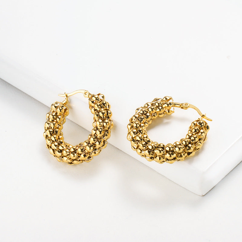 Geometric Earrings Gold-plated Temperament Female New Trendy Hoop Earrings Earrings Titanium Steel