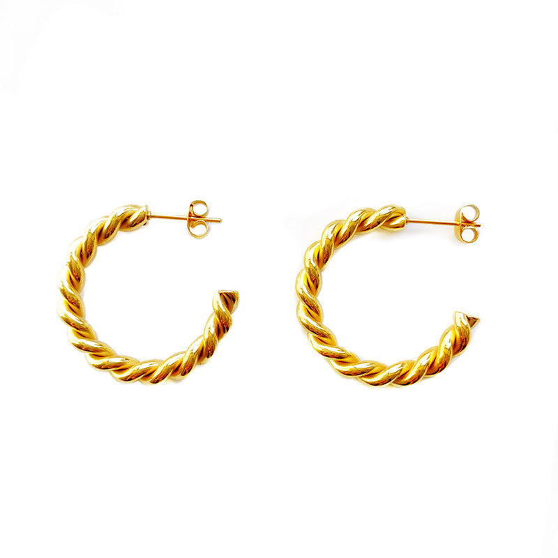 Geometric Earrings Gold-plated Temperament Female New Trendy Hoop Earrings Earrings Titanium Steel