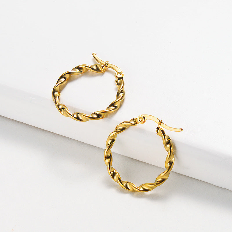 Geometric Earrings Gold-plated Temperament Female New Trendy Hoop Earrings Earrings Titanium Steel