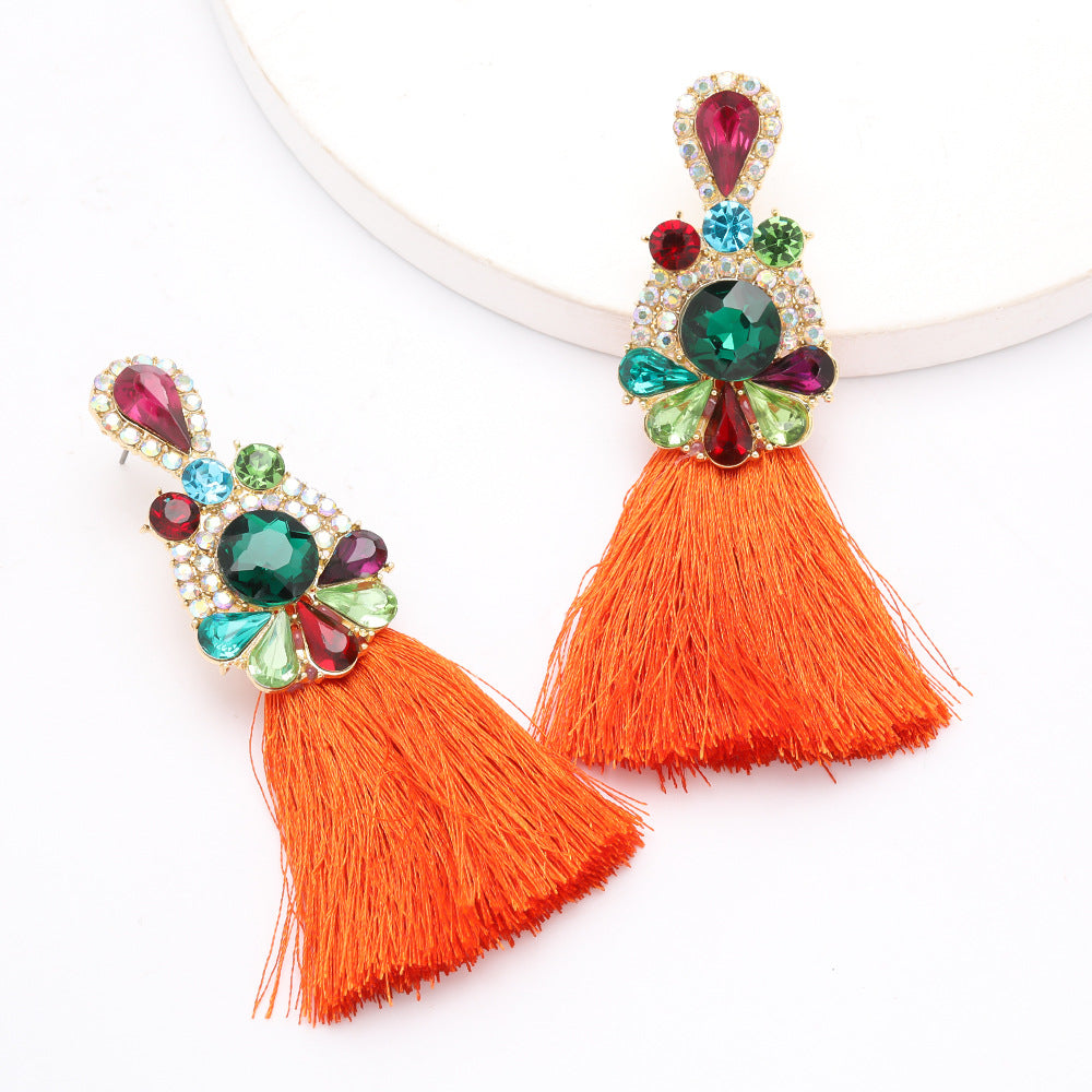 Rhinestone Drop Earring Holiday Party Holiday Accessories Tassel Earrings