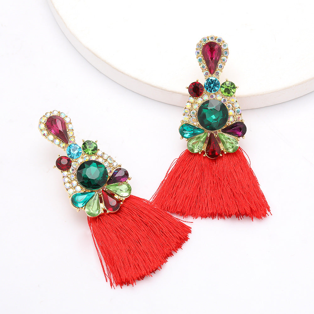 Rhinestone Drop Earring Holiday Party Holiday Accessories Tassel Earrings