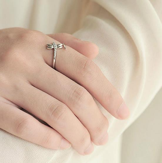 Silver Ring Dragonfly Ring Female Forest Sweet Diamond Ring