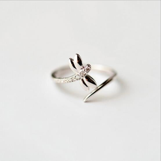 Silver Ring Dragonfly Ring Female Forest Sweet Diamond Ring