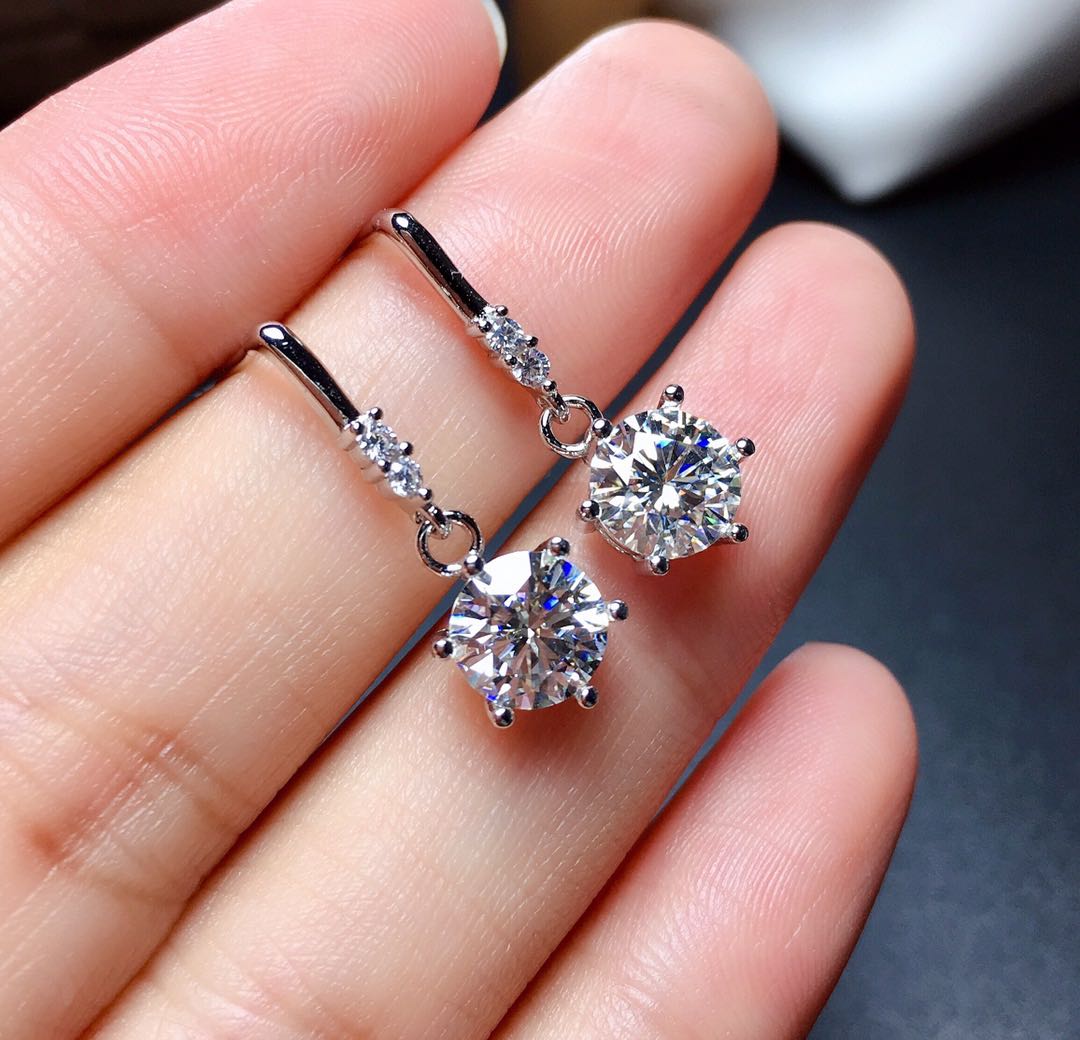 One Carat Moissanite Diamond Earrings