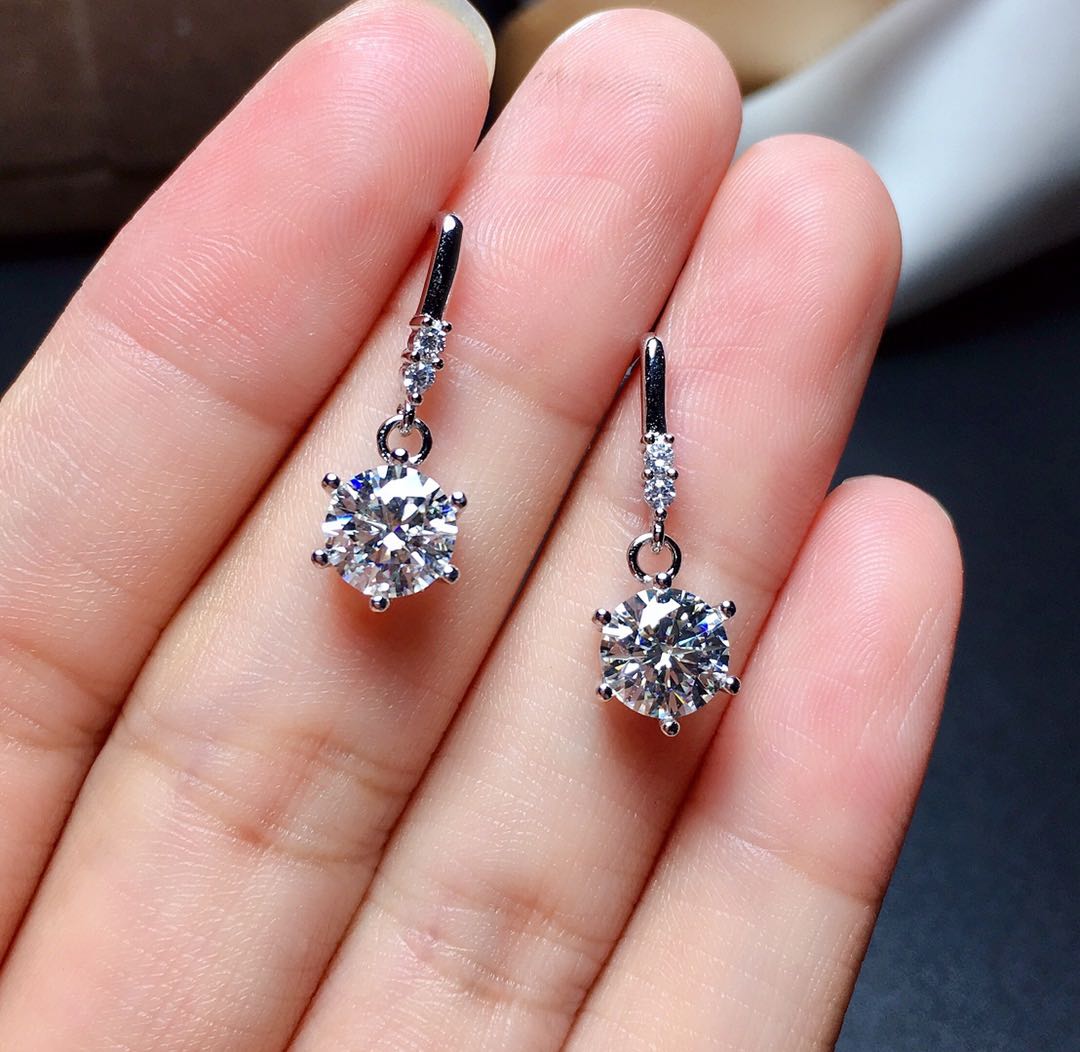 One Carat Moissanite Diamond Earrings