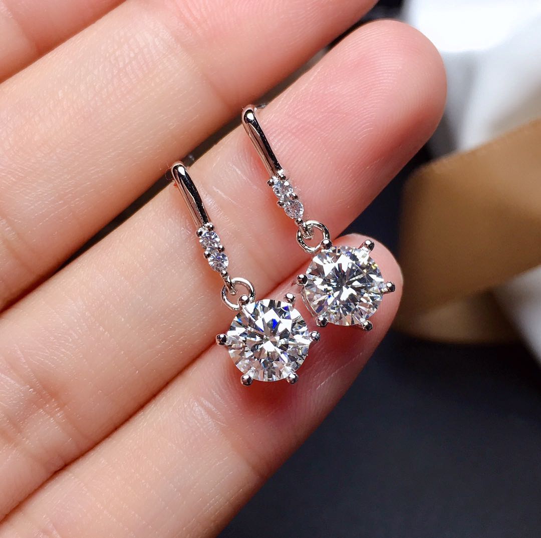 One Carat Moissanite Diamond Earrings