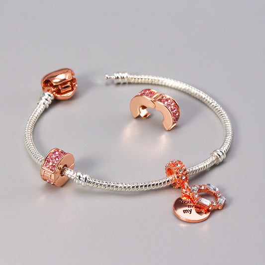 Heart-shaped Beaded Bracelet Bangle Alloy