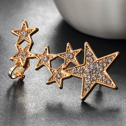 Diamond star, earrings, ear clips