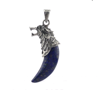 Natural Crystal Spike Pendant Crystal Wolf Head Item Pendant Fashion Couple Domineering Necklace