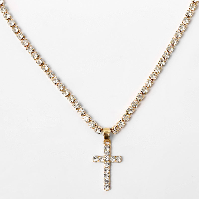 Necklace with Diamond Cross Pendant