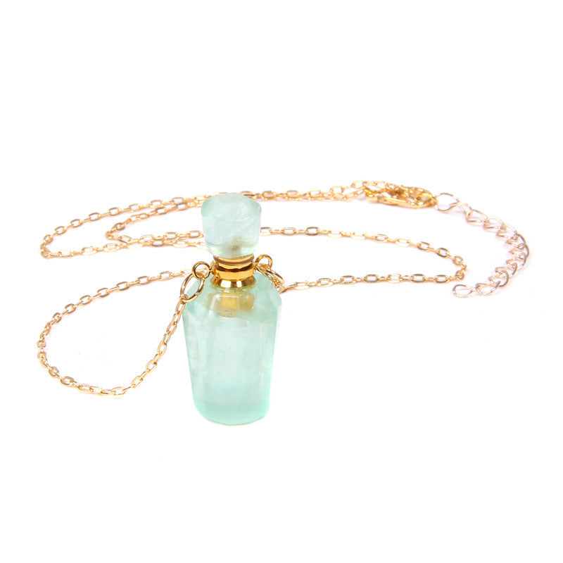 Perfume bottle crystal pendant necklace