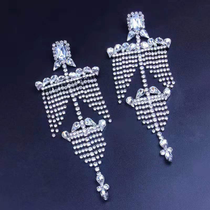 Super Shimmering Bohemian Diamond Earrings Sail-shaped Vintage Earrings