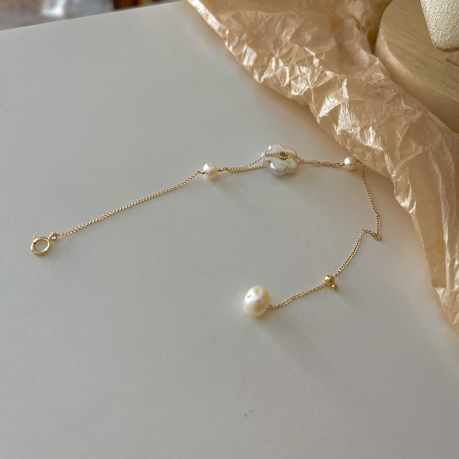 Natural Freshwater Pearl 14K Gold Pearl Bracelet