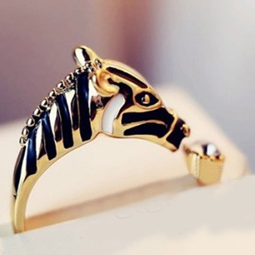 Animal-shaped Zebra Diamond Adjustable Ring