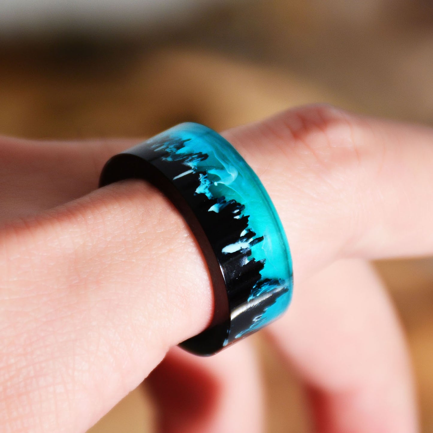 Blue Magic Forest Resin Ring