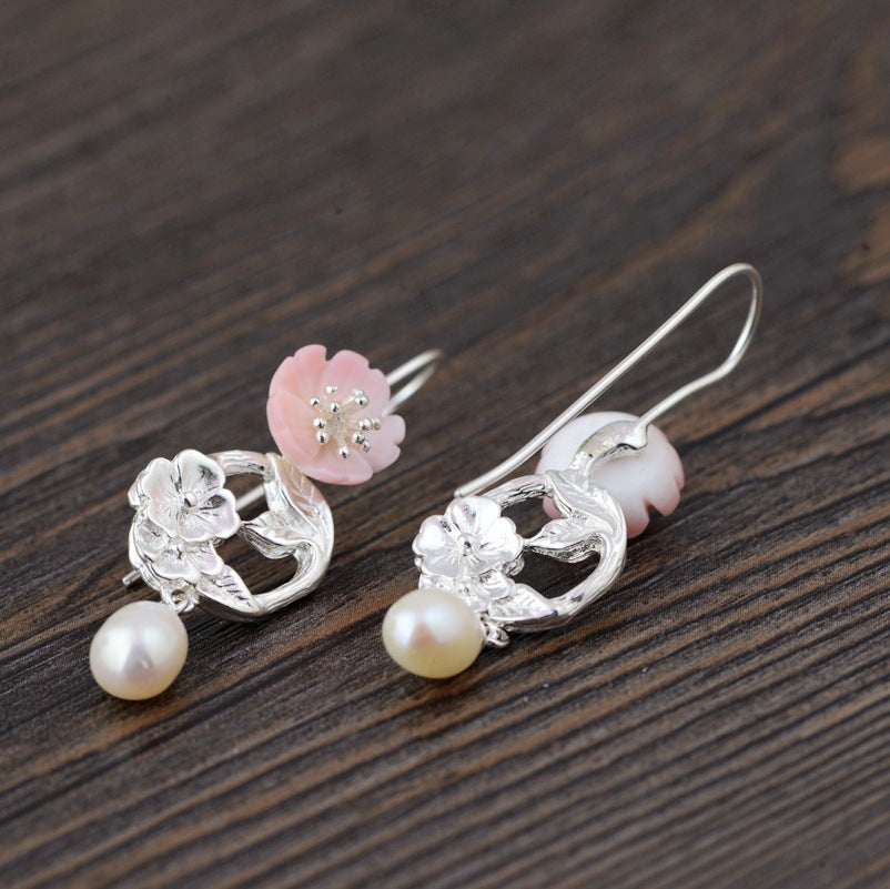 Flower and Pearl Earrings