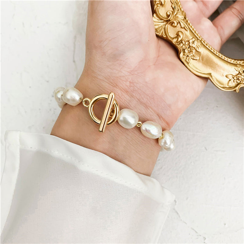 Round Gold Bracelet Pearl Bracelet