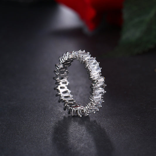 AAA zircon ring female simple fashion zircon rim ring