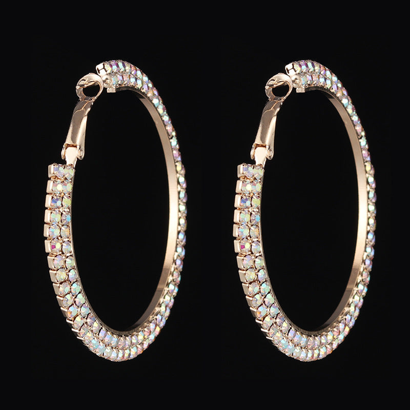 Creative Sparkling Diamond Ladies Full Diamond Round Big Earrings