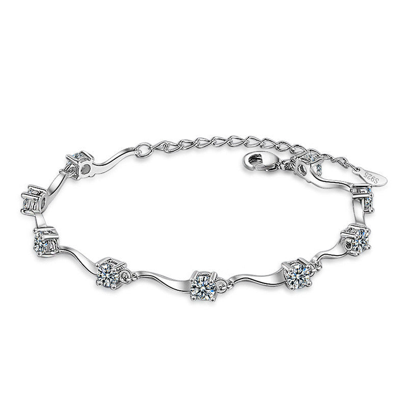 Wave diamond zircon bracelet