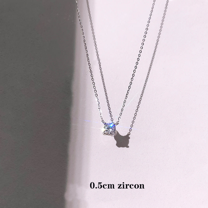 S925 Sterling Silver  Diamond Clavicle Necklace