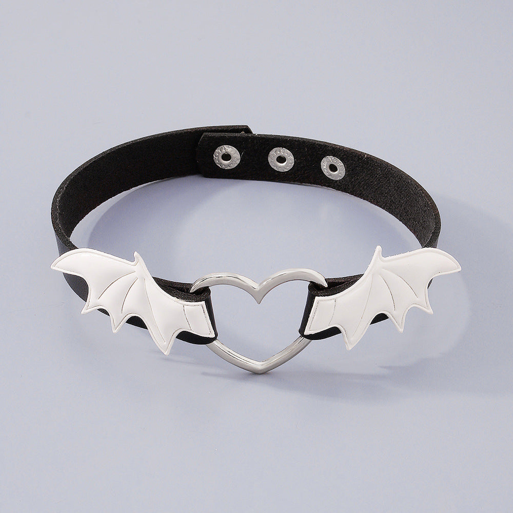 Gothic Punk Vampire Heart Wings Necklace Choker