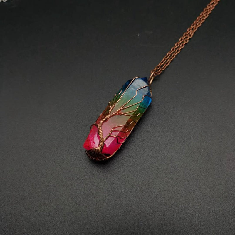 Hand-Wound Colorful Crystal Stone Necklace