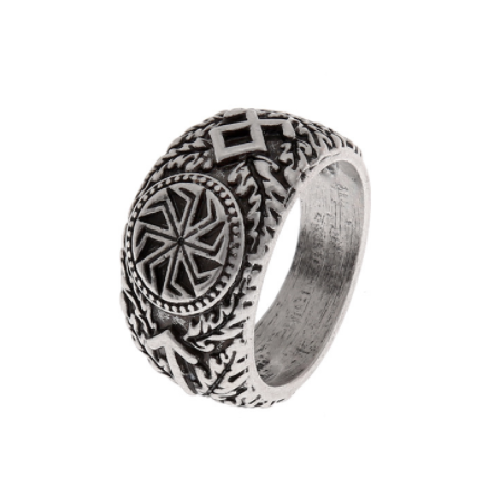 Viking rune Nordic men's antique silver and zinc alloy ring