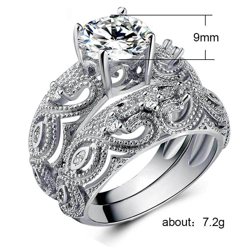 Aoyan Cross-border Source Wish Ebay Hot-selling Jewelry Hollow Love Through Flower Ring Combination Couple 2 Piece Set Ring