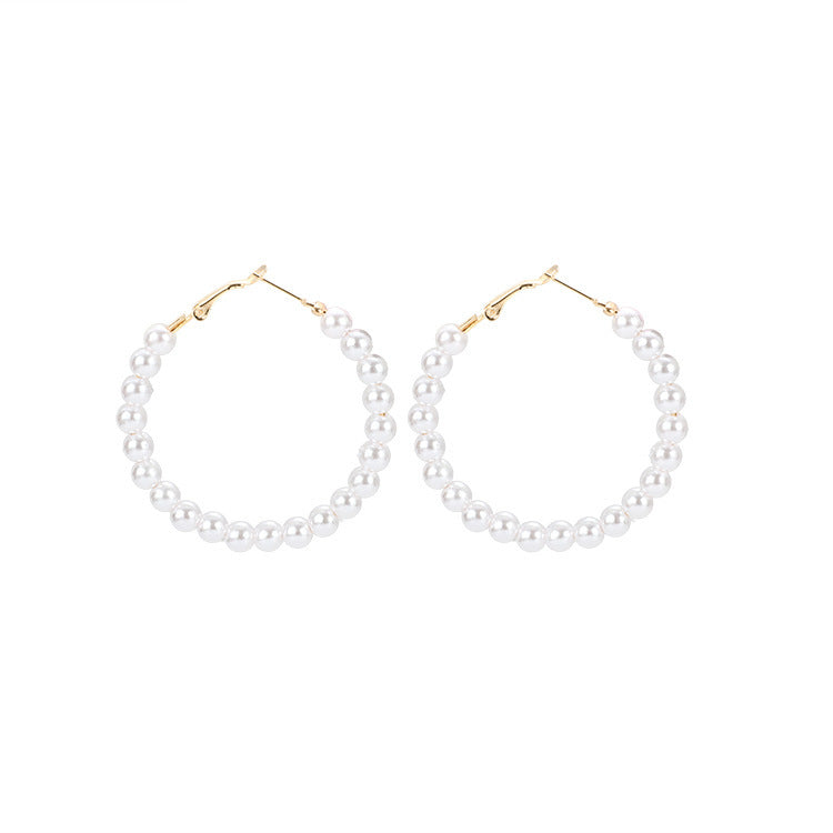 Pearl large circle earrings