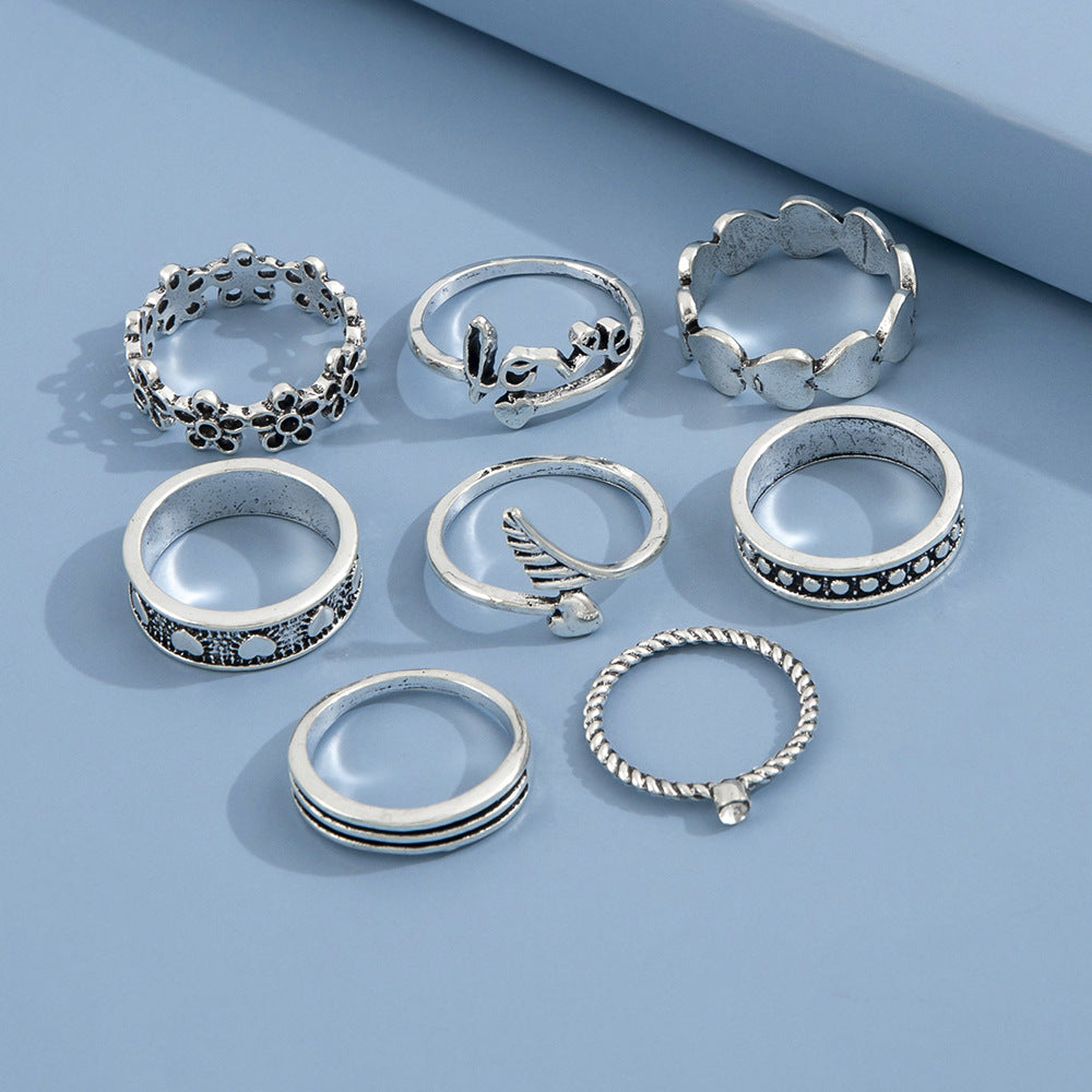 Metal Love Ring Set Fashion Geometric