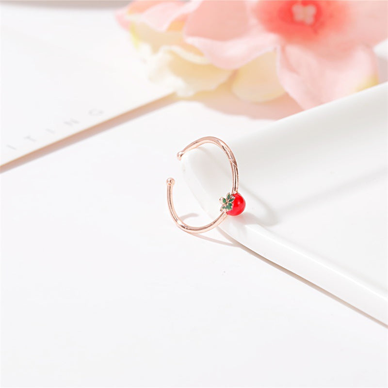 Fresh And Energetic Girl Strawberry Sweet Forest Open Joint Ring