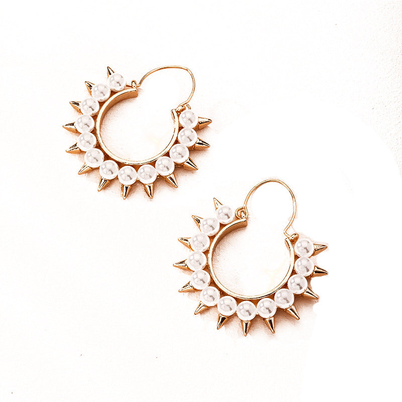 Korean Earrings Pearl Earrings Temperament Semicircle