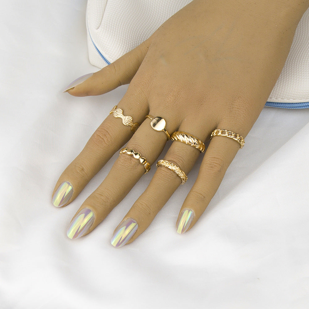 Alloy Six-Piece Simple Ring Set