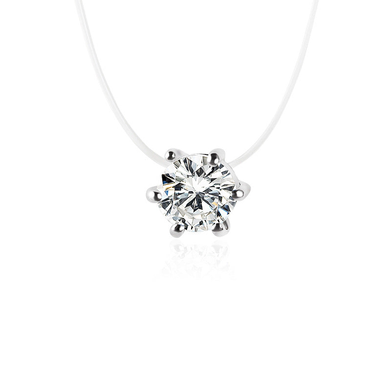 Multi-claw Diamond Zircon Pendant Necklace