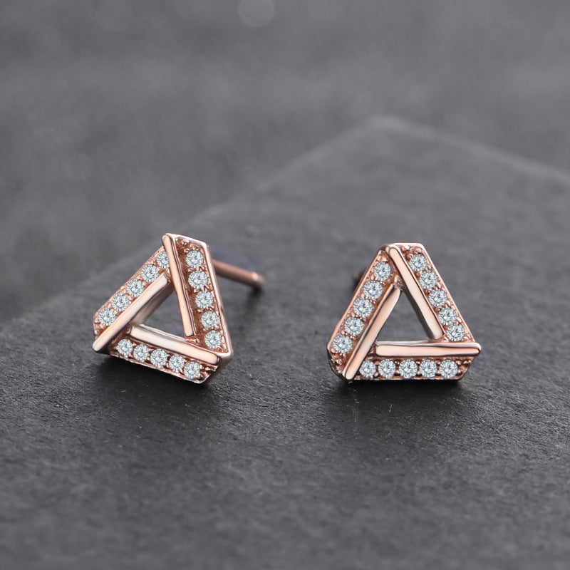 Diamond Triangle Simple Earrings