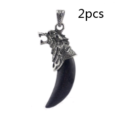 Natural Crystal Spike Pendant Crystal Wolf Head Item Pendant Fashion Couple Domineering Necklace