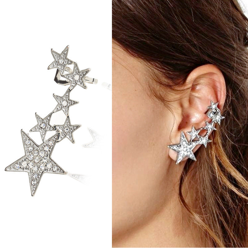 Diamond star, earrings, ear clips