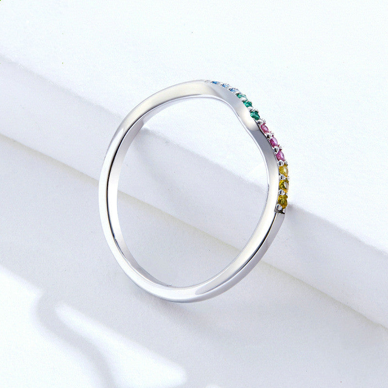 Rainbow zircon ring