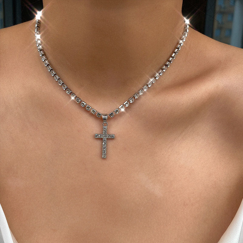 Necklace with Diamond Cross Pendant