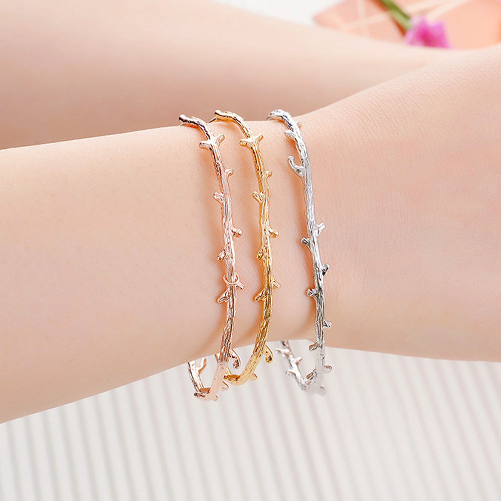 Alloy Cast Branch Opening Adjustable Bangle Bracelet