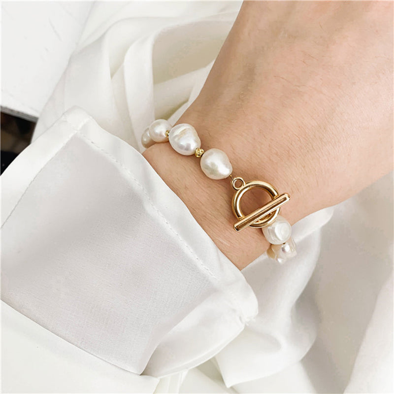 Round Gold Bracelet Pearl Bracelet