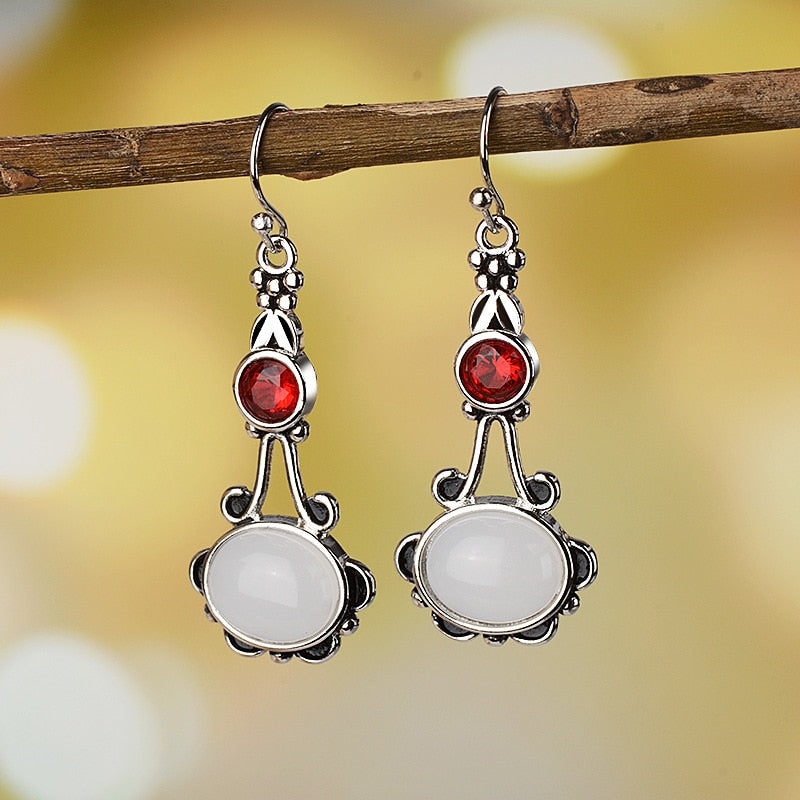 White Moonstone Earrings